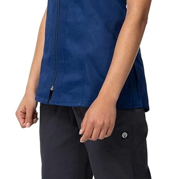 Women's Chef Coat Cotton-Polyester Blue X-Small Cool Vent Short Sleeve - Picture 5 of 5